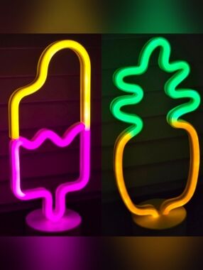 Neon Popsicle & Pineapple LED Accent Lights 2pk